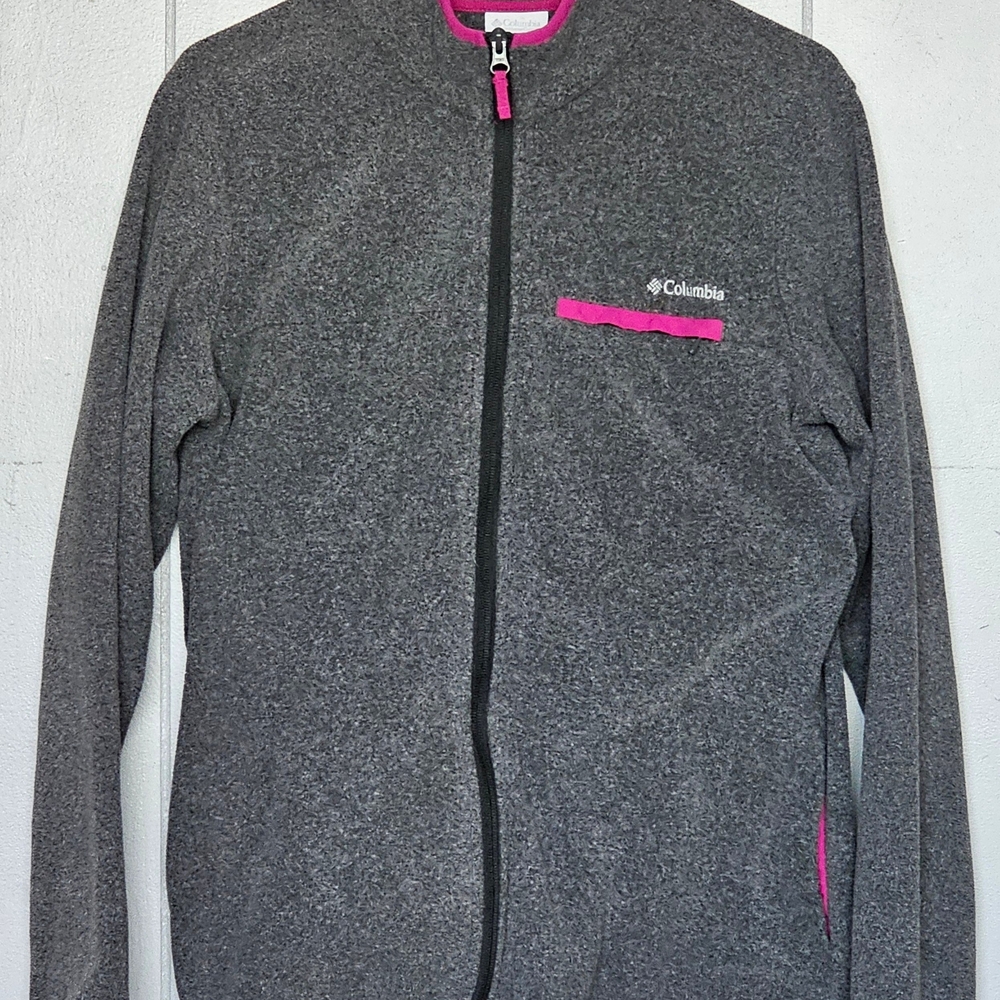 Columbia Women’s Dark Gray Bomber Jacket with Pink Accents